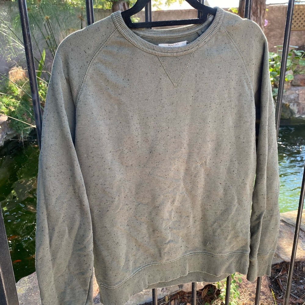 Mango Men's Olive Crewneck Sweater